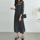 Lace-trim Sailor Collar Patterned Dress