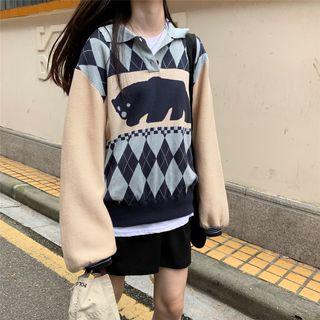Argyle Pattern Sweater As Shown In Figure - One Size