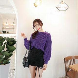 Shirred-front Mini Skirt