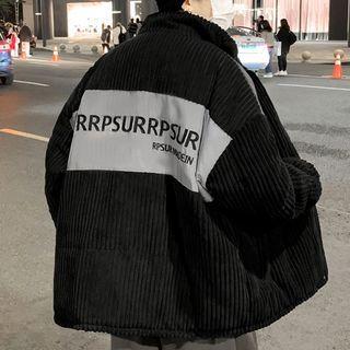 Long-sleeve Letter Print Corduroy Jacket