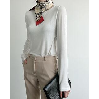 Crewneck Long-sleeve Colored T-shirt