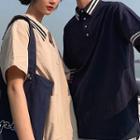 Couple Matching Contrast Trim Polo Shirt / Polo Shirt Dress