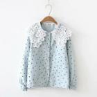 Lace Panel Dotted Shirt