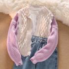 Cable Knit Cardigan / Wide-leg Jeans