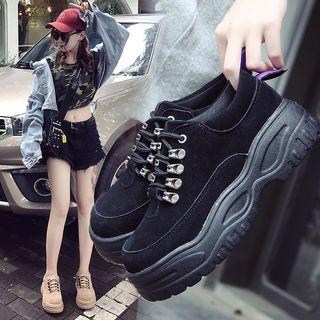 Faux Suede Lace Up Platform Sneakers