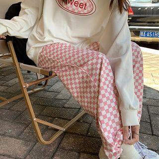 Check Drawstring Cuff Pants