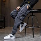 High-waist Lettering Cargo Jeans