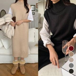 Mockneck Sleeveless Knit Dress