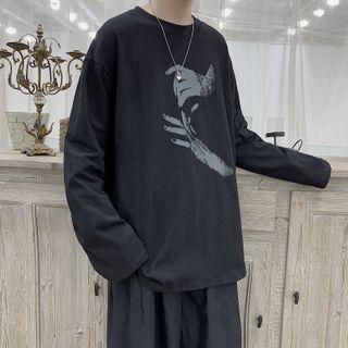 Long-sleeve Finger Print T-shirt