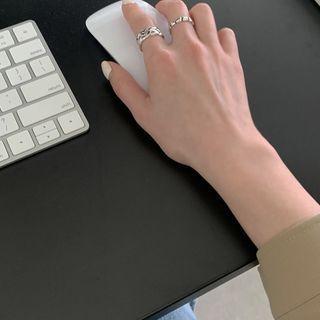 Ribbed Silver-tone Ring Silver - One Size