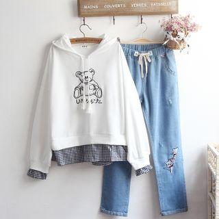 Mock Two-piece Hoodie / Jeans / Set