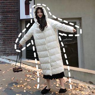 Padded Hooded Long Jacket As Shown In Figure - One Size