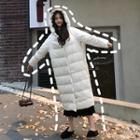 Padded Hooded Long Jacket As Shown In Figure - One Size