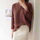 Boxy-hem Cable-knit Lightweight Sweater