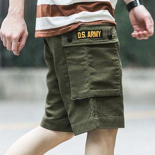 Lettering Applique Pocketed Shorts