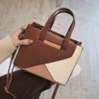 Color Block Faux Leather Tote Bag / Crossbody Bag