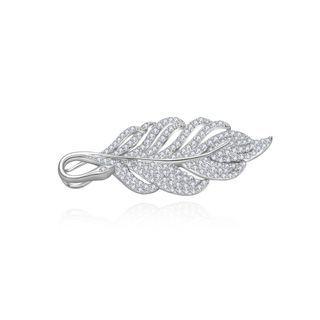 Simple And Fashion Leaf Brooch With Cubic Zirconia Silver - One Size