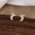 Rhinestone Moon & Star Earring E3191 - As Shown In Figure - One Size