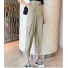 High Waist Cropped Pants / Plain Elbow-sleeve T-shirt