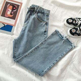 Irregular Hem Straight-fit Jeans
