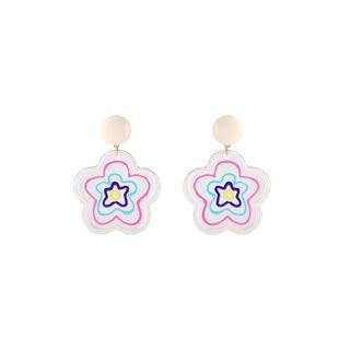 Star Resin Dangle Earring 1 Pair - White - One Size