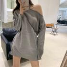 One-shoulder Loose-fit Knit Sweater
