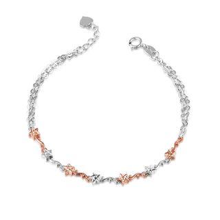 14k White Rose Gold Diamond Cut Star Bracelet (17.5cm)