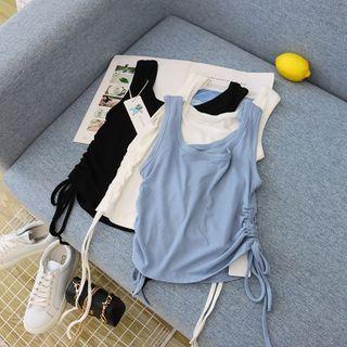Plain Drawstring Cropped Tank Top
