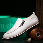 Genuine-leather Zip-accent Loafers
