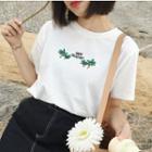 Coconut Tree Embroidered Short-sleeve T-shirt