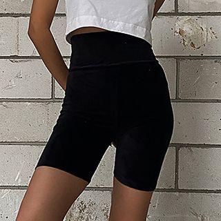 Velvet High Waist Five-point Pants