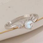 925 Sterling Silver Moonstone Devil Open Ring Silver - One Size
