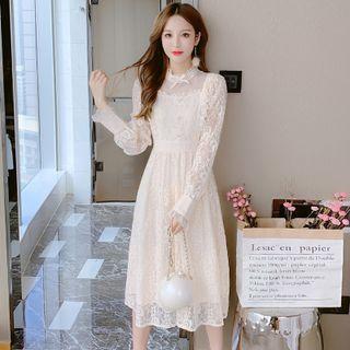 Stand-collar Lace Dress