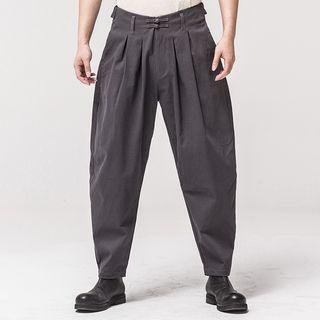 Chinese-style Frog-button Pleated Casual Pants