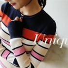 Stripe Multicolor Slim-fit Knit Top