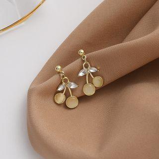 Rhinestone Cat Eye Stone Cherry Dangle Earring