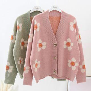 Long-sleeve Flower Cardigan