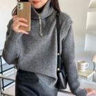 Half-zip Stand-collar Knit Sweater