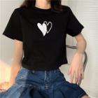Heart Printed Cropped T-shirt
