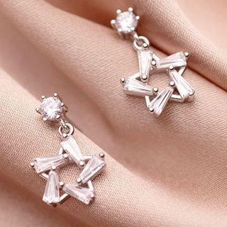 S925 Sterling Silver Rhinestone Star Earring