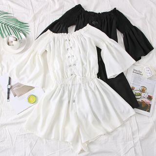 Boatneck Lace-up Playsuit