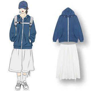 Hood Zip Jacket / Midi A-line Skirt