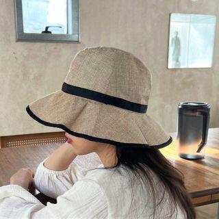 Piped Linen Cotton Sun Hat