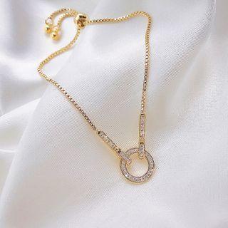 Rhinestone Hoop Necklace 2276 - Bracelet - Hoop - One Size