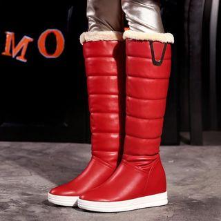Hidden Wedge Color Panel Knee-high Boots