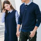 Couple Matching Mock Two-piece Long-sleeve Mini Dress / Sweatshirt