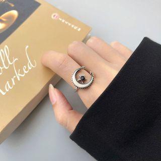 Crescent Rhinestone Star Open Ring As Shown In Figure - One Size