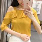 Asymmetrical Short-sleeve Ruffle Top