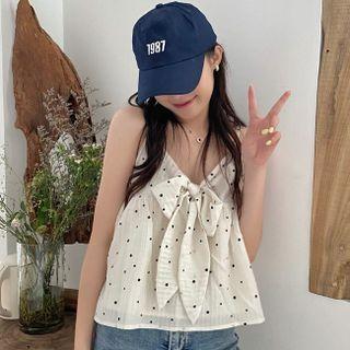 Polka Dot Bow-front Camisole Top