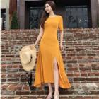 Short-sleeve Midi Split Flared T-shirt Dress